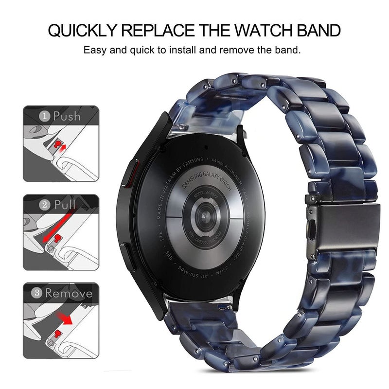 DEALELE Bands Compatible with Samsung Galaxy Watch 7 / FE / 6/6 Classic / 5/5 Pro / 4/4 Classic / 3 41mm, 20mm Colorful Resin Replacement Strap for Huawei GT3 42mm Women Men (Ink blue) - Image 2